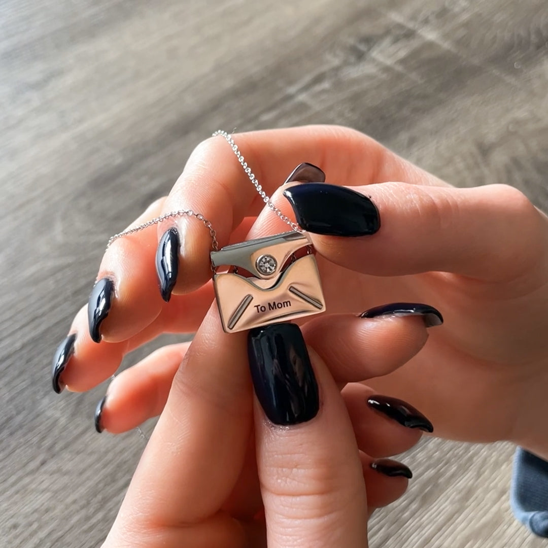 Colar Carta Mensagem Personalizável Aço Inoxidável