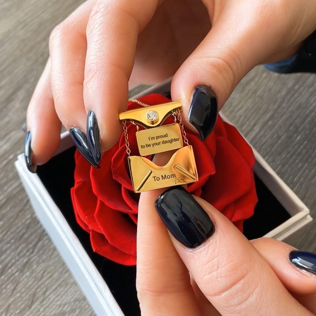 Colar Carta Mensagem Personalizável Aço Inoxidável