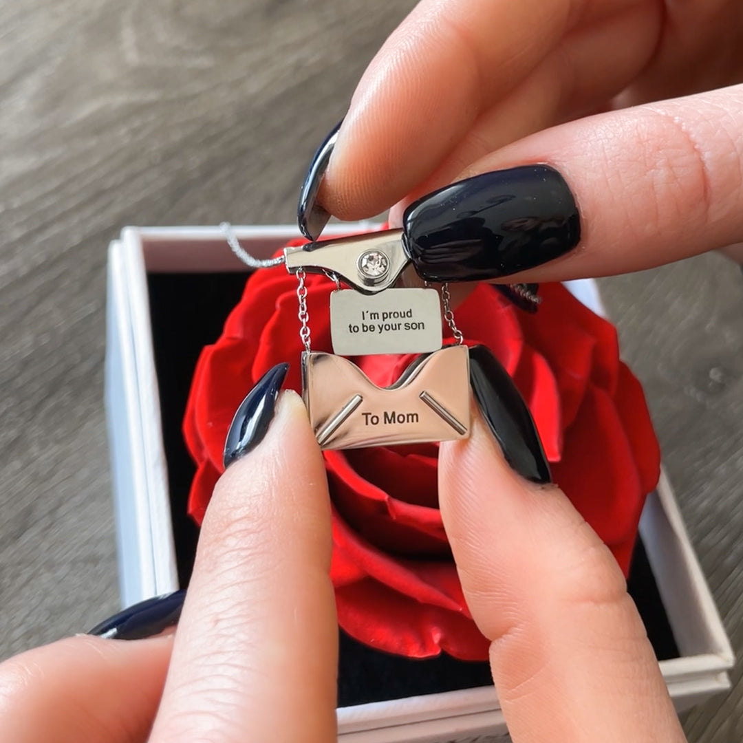 Colar Carta Mensagem Personalizável Aço Inoxidável