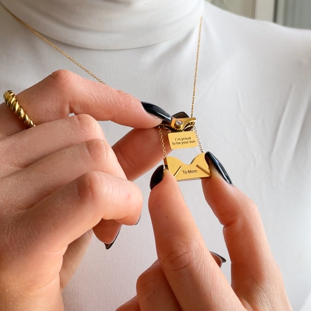 Colar Carta Mensagem Personalizável Aço Inoxidável