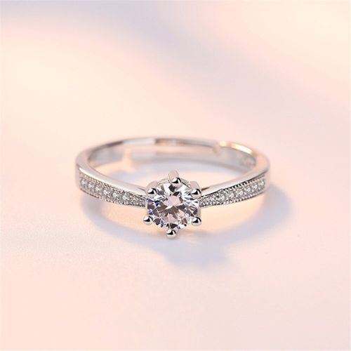 Anel Feminino Cristal em Prata 925 Regulável