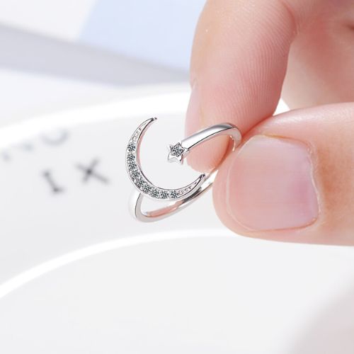 Anel Feminino Lua em Prata 925 Regulável
