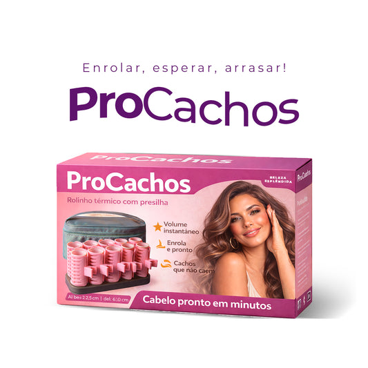 ProCachos - 10 Rolos Elétricos + Base Aquecedora + Necessarie + 10 Presilhas
