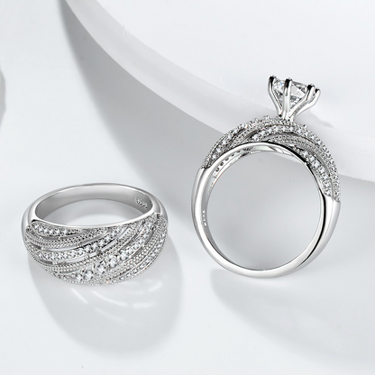 Conjunto de Anéis Feminino Martine Banhado a Prata