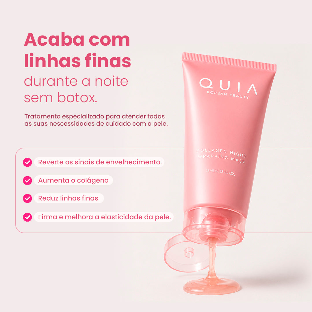 máscara de colágeno QUIA para linhas finas e skincare noturno
